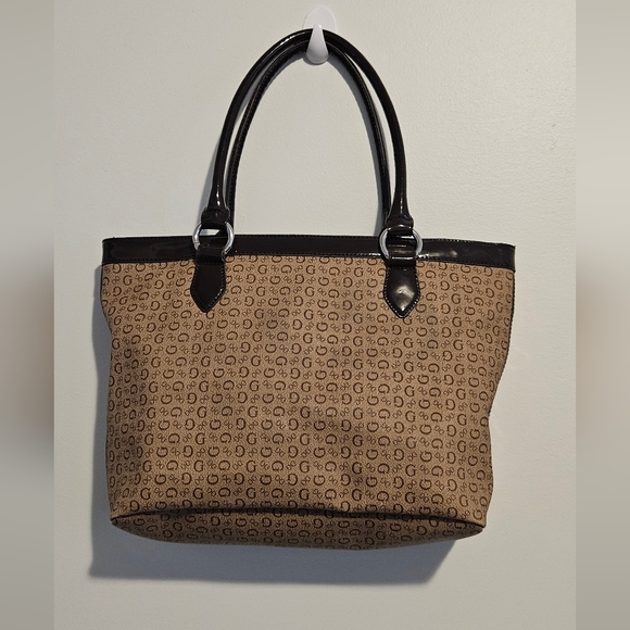 Guess Brown Signature Shoulder Tote Bag - Picture 6 of 15